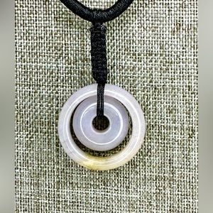 Size23.9,15.2Natural Jadeite Jade Lavender Color Lucky Family Pendant Necklace